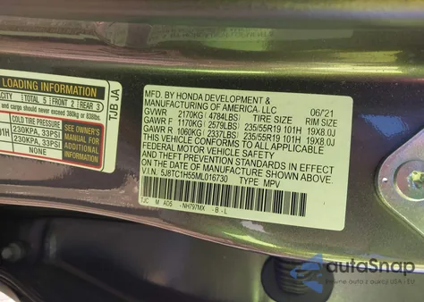 2021 Acura Rdx Technology Package из США, поврежденный, VIN 5J8TC1H55ML016730